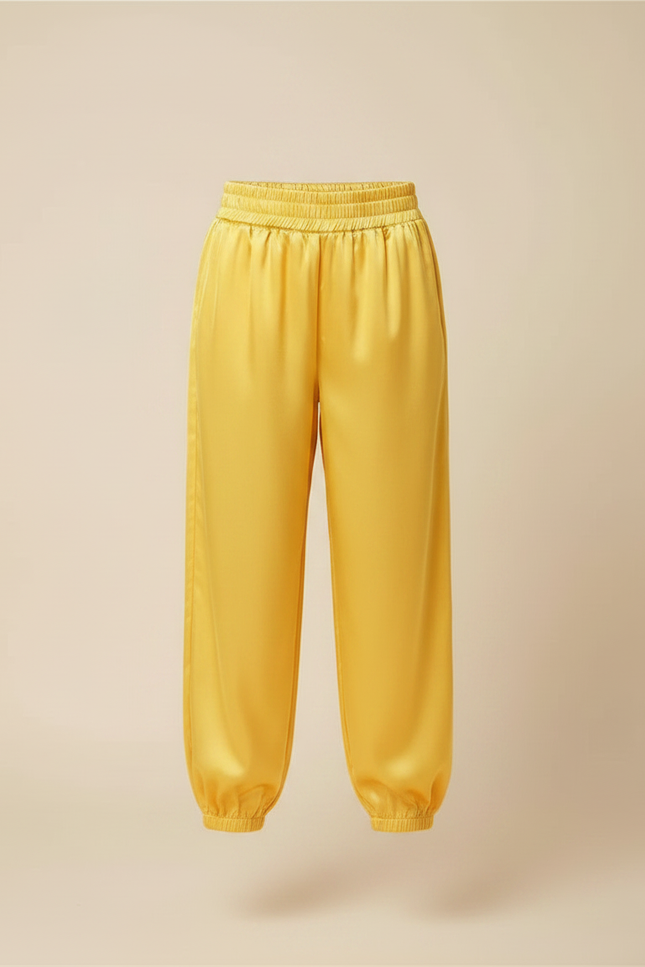 Pantalon Chinois Jaune Satiné Fluide Ample Enfant - vue 3