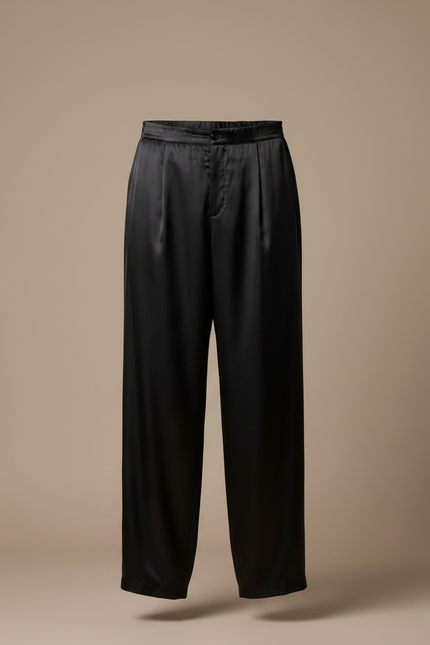 Pantalon Chinois Noir Satiné Ample Fluide Homme - vue 3