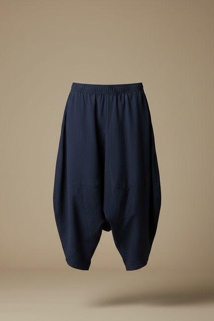 Pantalon Chinois Bleu Ample Coton Décontracté Homme - Marine - vue 3