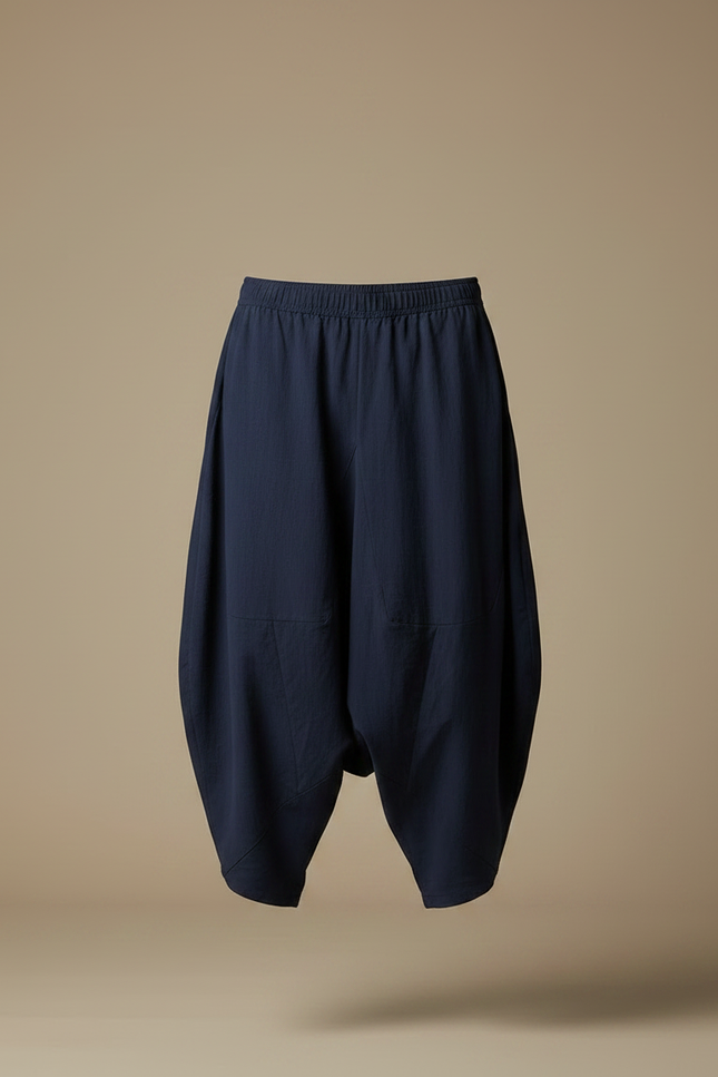 Pantalon Chinois Bleu Ample Coton Décontracté Homme - Marine - vue 3