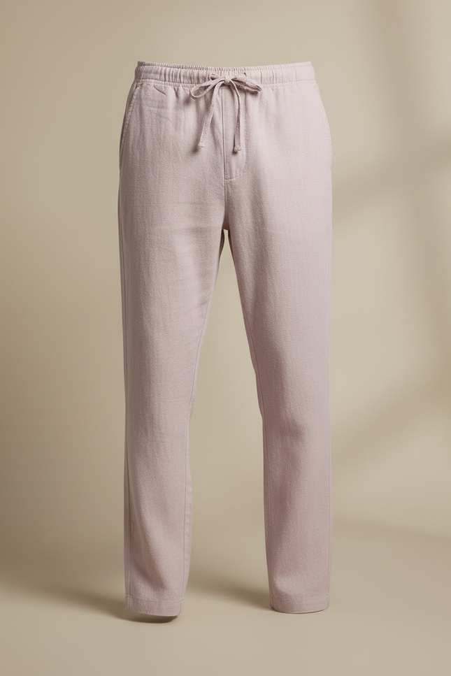 Pantalon Chinois Lin Coton Ample Rose Homme - vue 3