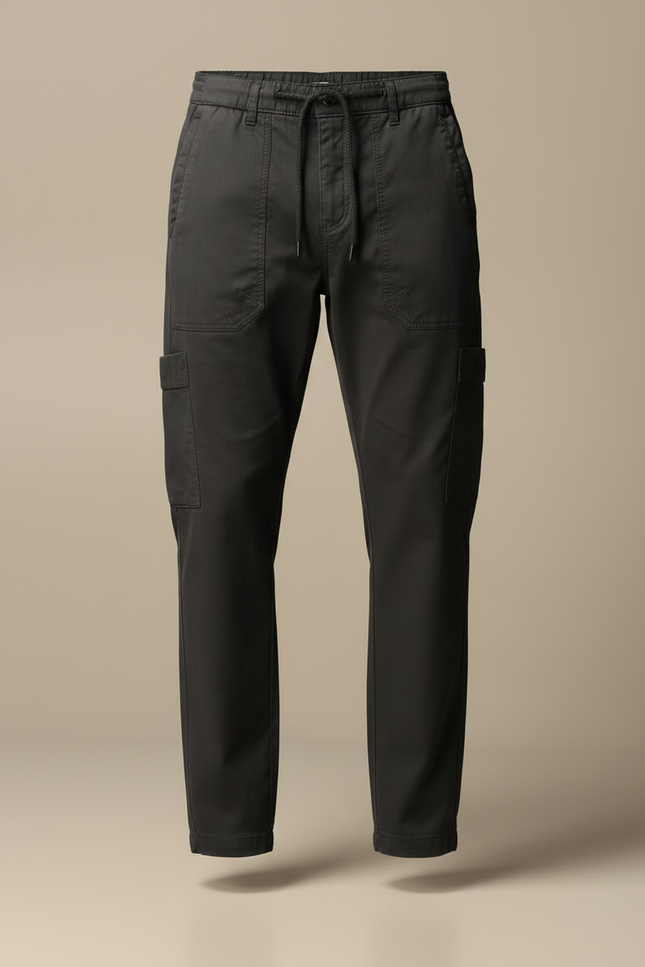 Pantalon Chinois Cargo Gris Coton Cordon Homme - vue 3