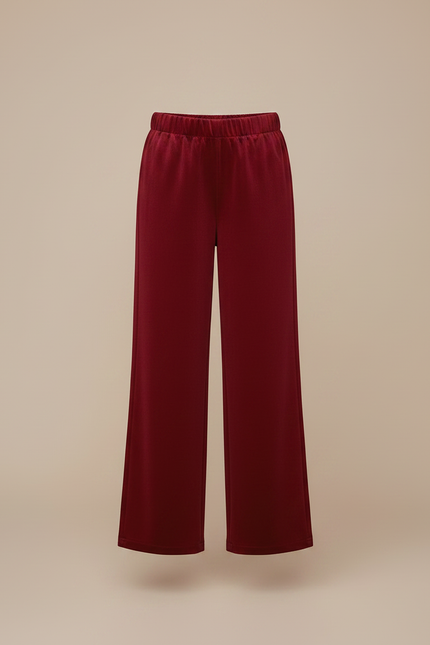 Pantalon Chinois Velours Rouge Ample Élastique Enfant - Bordeaux - vue 3