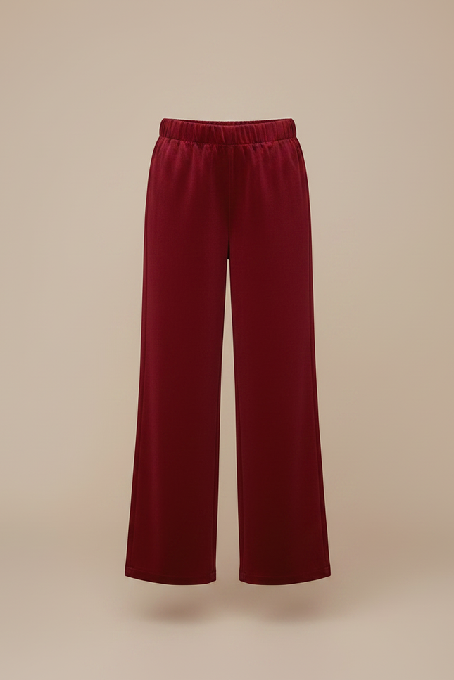 Pantalon Chinois Velours Rouge Ample Élastique Enfant - Bordeaux - vue 3