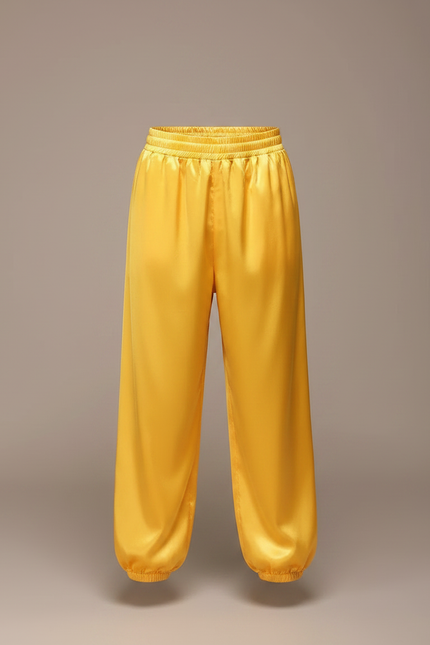 Pantalon Chinois Jaune Satiné Ample Élastique Enfant - vue 3