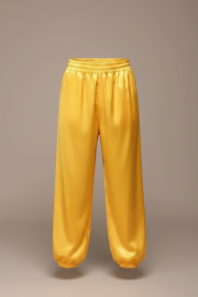 Pantalon Chinois Jaune Satiné Ample Élastique Enfant - vue 3