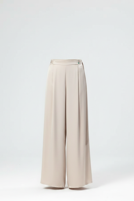 Pantalon Chinois Beige Fluide Ample Danse Femme - Satin - vue 3
