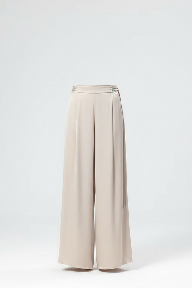 Pantalon Chinois Beige Fluide Ample Danse Femme - Satin - vue 3