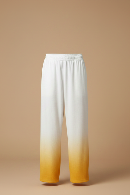 Pantalon Chinois Blanc Dégradé Jaune Ample Léger - Multicolore Maille - vue 3