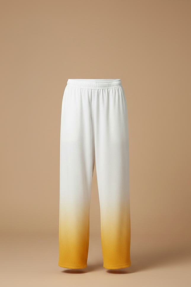 Pantalon Chinois Blanc Dégradé Jaune Ample Léger - Multicolore Maille - vue 3
