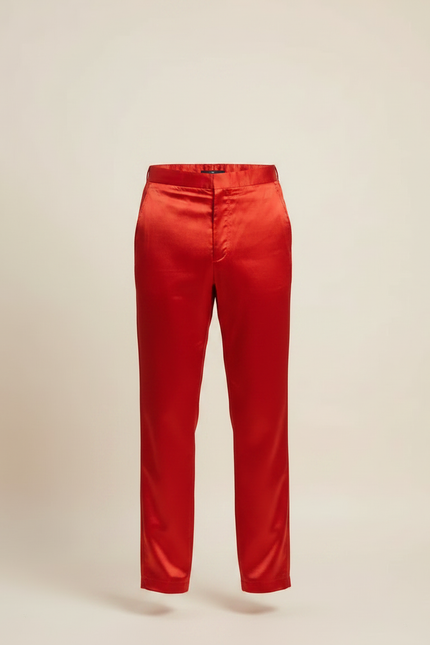 Pantalon Chinois Rouge Satin Fluide Homme Élégant - vue 3