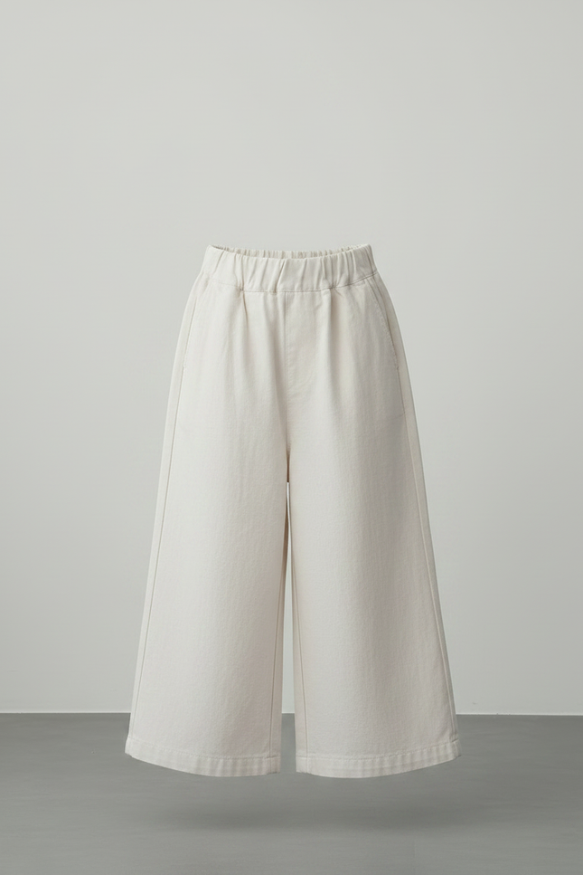 Pantalon Chinois Écru Ample Garçon Décontracté Uni - Beige Toile - vue 3