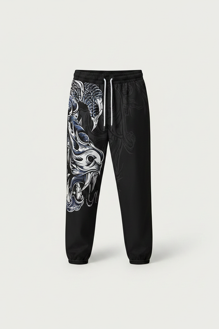 Pantalon Chinois Noir Streetwear Dragon Ample Garçon - Polyester - vue 3