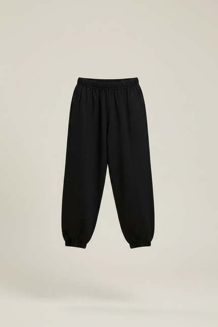 Pantalon Chinois Noir Ample Élastiqué Fille Coton - Molleton - vue 3