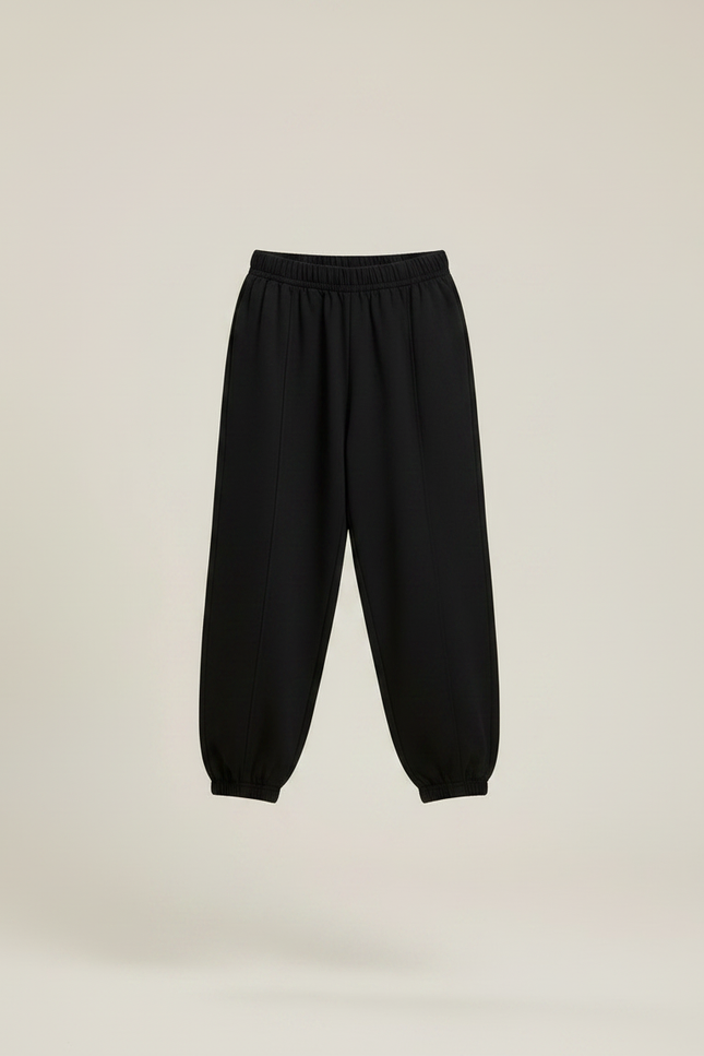 Pantalon Chinois Noir Ample Élastiqué Fille Coton - Molleton - vue 3
