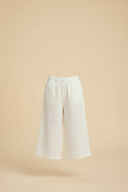 Pantalon Chinois Blanc Ample Lin Fille Décontracté - vue 3
