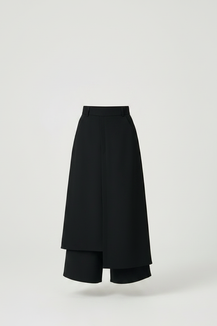 Pantalon Chinois Noir Ample Superposé Fille Moderne - Polyester - vue 3