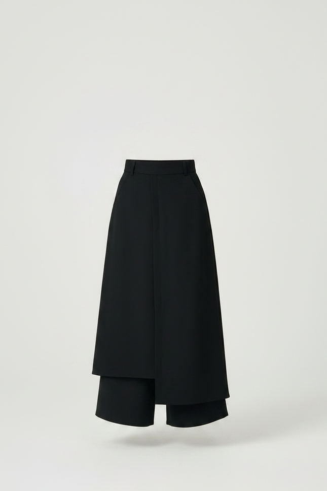 Pantalon Chinois Noir Ample Superposé Fille Moderne - Polyester - vue 3