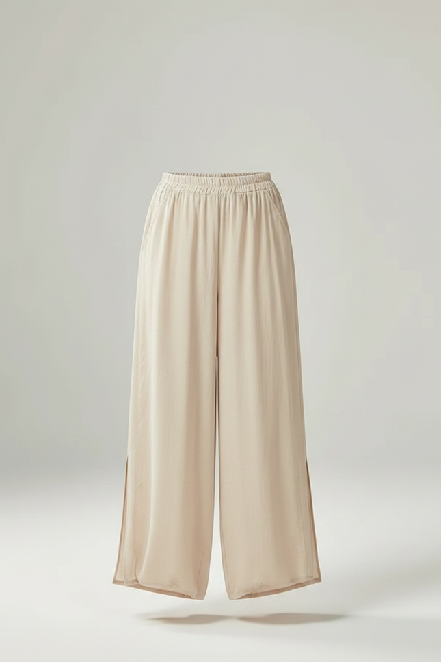 Pantalon Chinois Beige Fluide Ample Fille Traditionnel - Viscose - vue 3