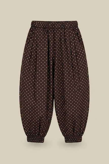 Pantalon Chinois Marron Ample Points Blancs Enfant - Molleton - vue 3