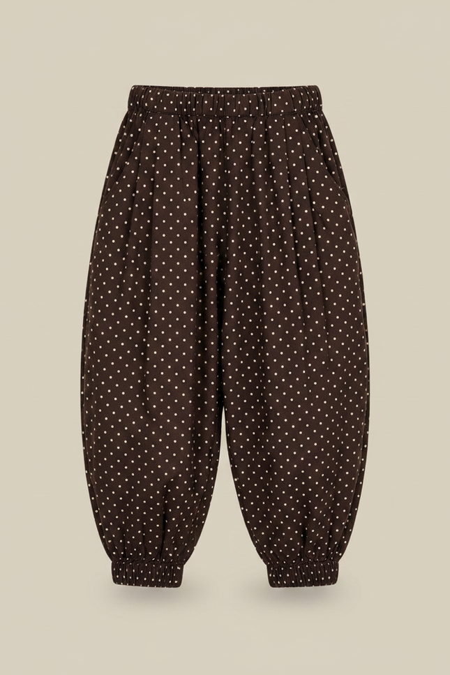 Pantalon Chinois Marron Ample Points Blancs Enfant - Molleton - vue 3