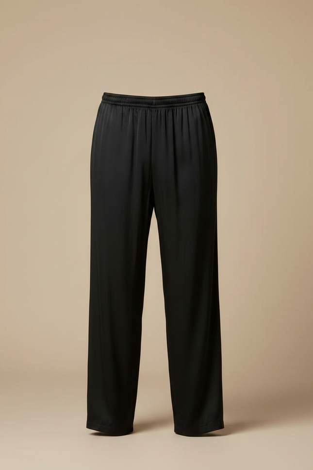 Pantalon Chinois Noir Satiné Ample Élastiqué Homme - vue 3