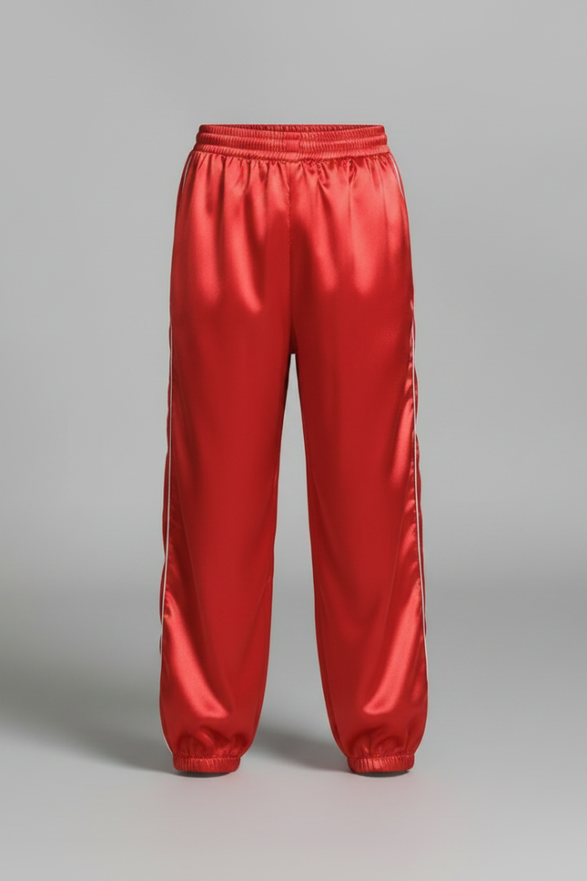 Pantalon Chinois Rouge Satin Ample Enfant Rayures - vue 3
