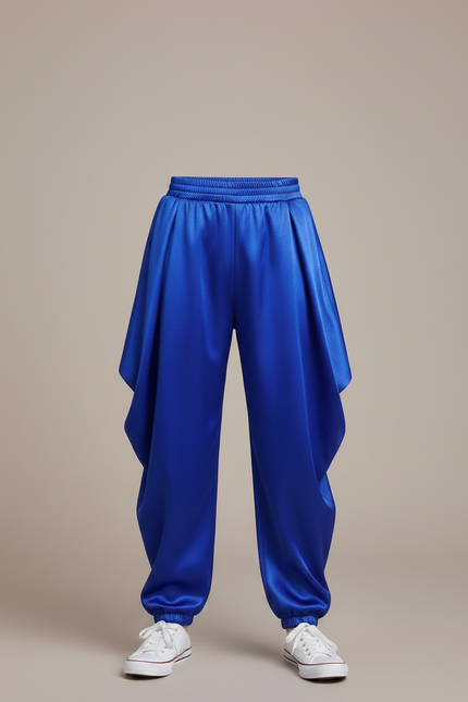 Pantalon Chinois Bleu Satiné Ample Harem Garçon - vue 3