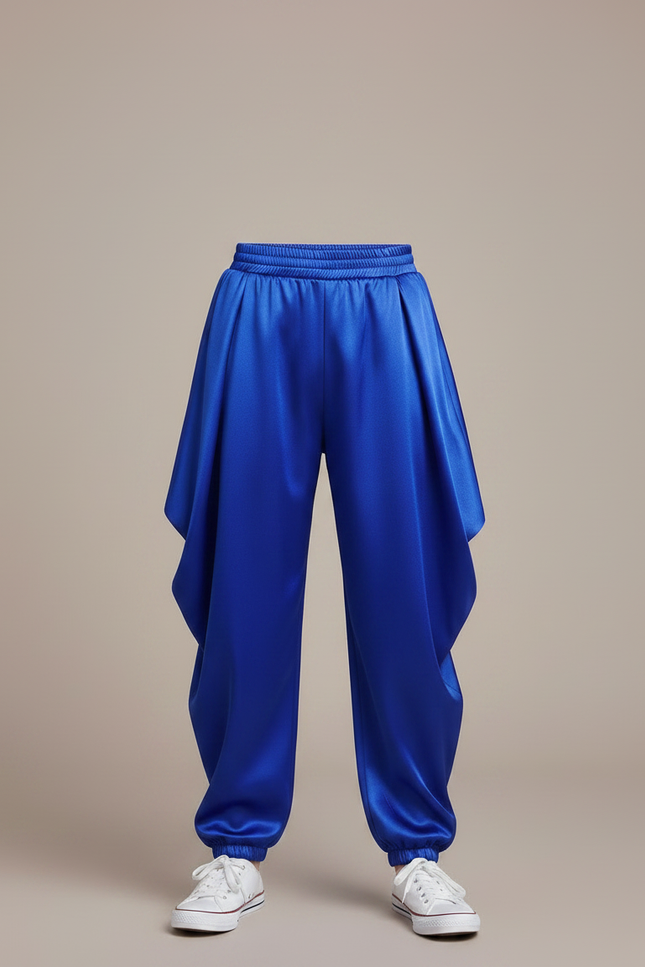 Pantalon Chinois Bleu Satiné Ample Harem Garçon - vue 3