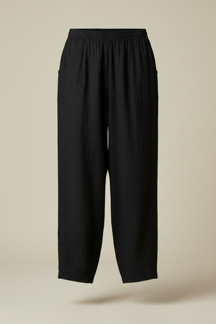 Pantalon Chinois Noir Ample Coton Fluide Femme - vue 3