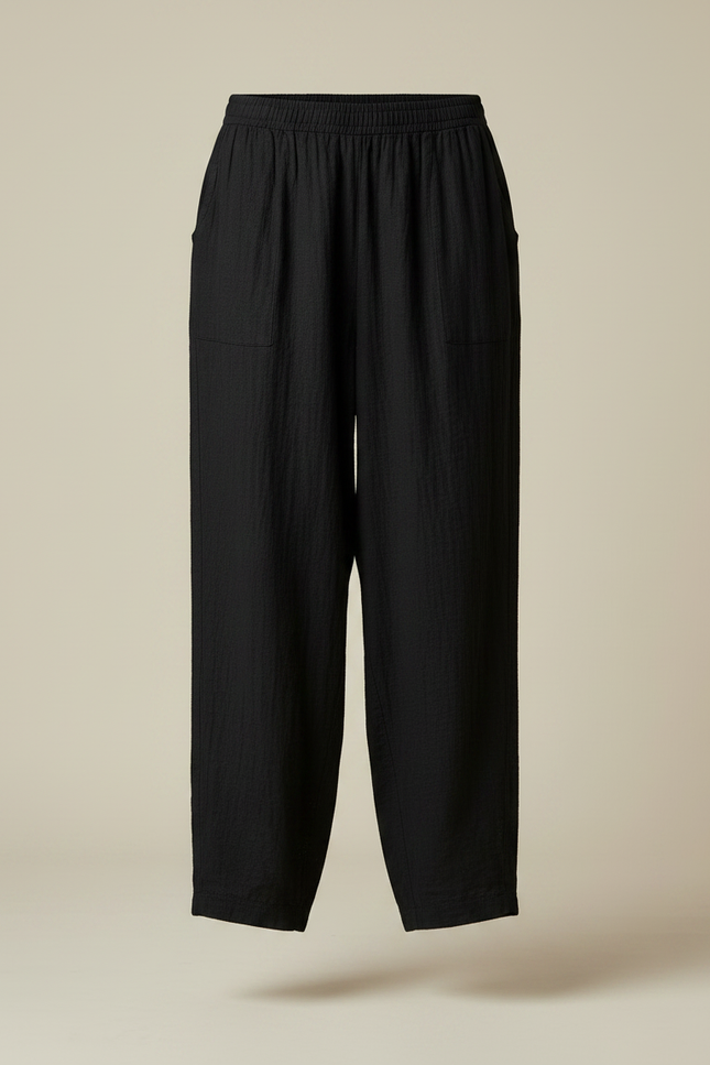 Pantalon Chinois Noir Ample Coton Fluide Femme - vue 3