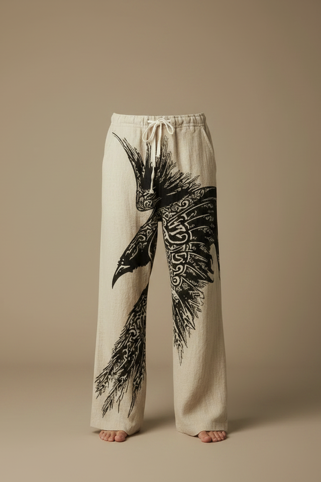 Pantalon Chinois Beige Dragon Ample Lin Cordon Homme - vue 3