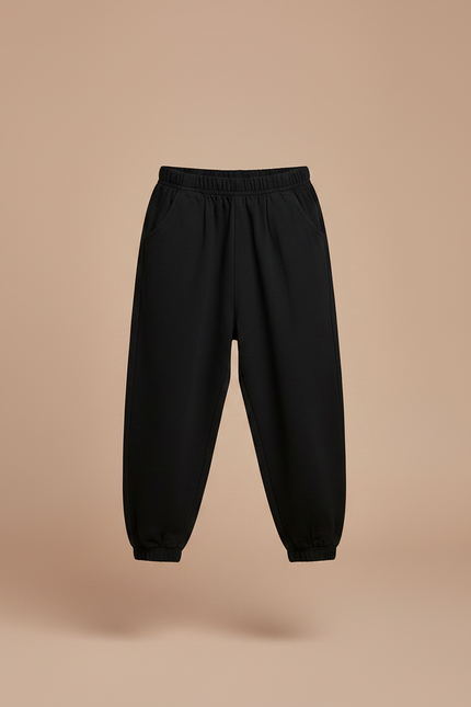 Pantalon Chinois Noir Ample Coton Enfant Simple - Molleton - vue 3