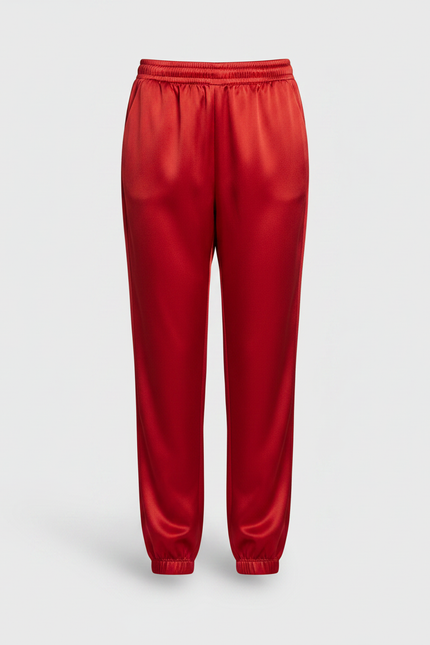 Pantalon Chinois Rouge Satiné Jogger Enfant Fille - vue 3