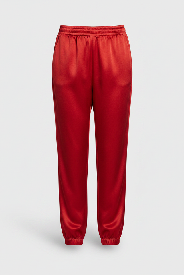 Pantalon Chinois Rouge Satiné Jogger Enfant Fille - vue 3