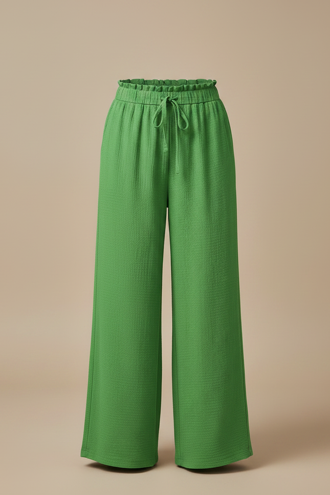 Pantalon Chinois Vert Fluide Taille Haute Femme - Viscose - vue 3