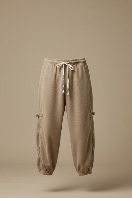 Pantalon Chinois Cargo Beige Côtelé Ample Décontracté Homme - Maille - vue 3