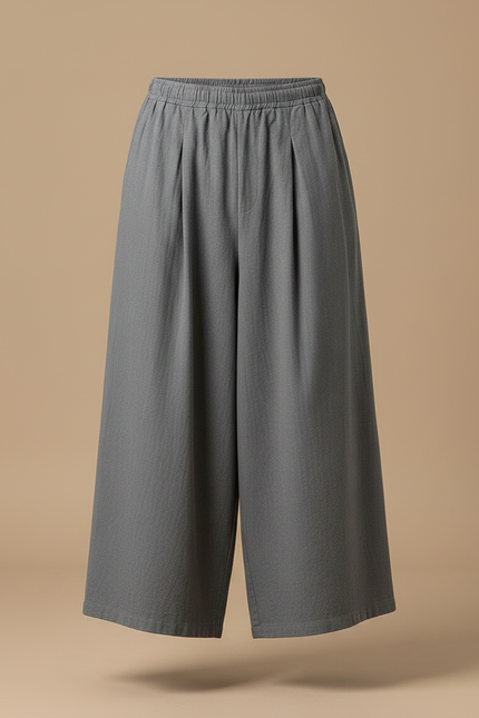 Pantalon Chinois Gris Ample Coton Lin Homme - vue 3