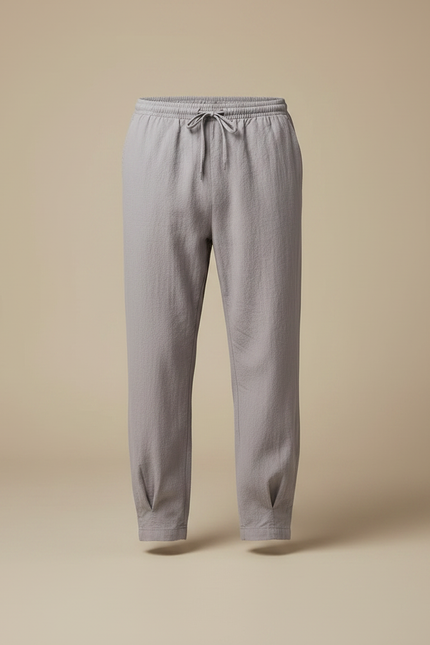Pantalon Chinois Gris Clair Ample Coton Homme - vue 3
