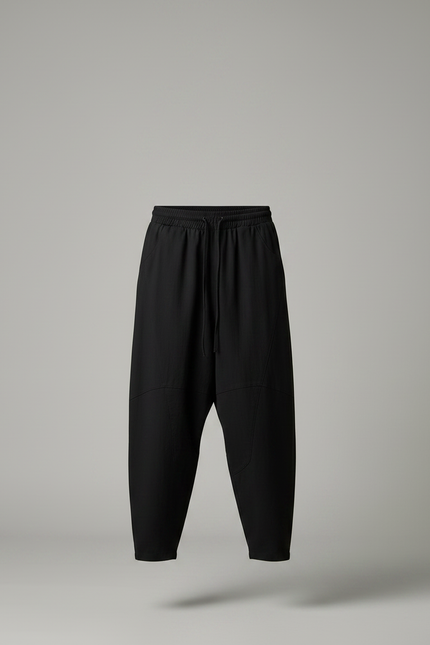Pantalon Chinois Noir Ample Coton Décontracté Harem - vue 3