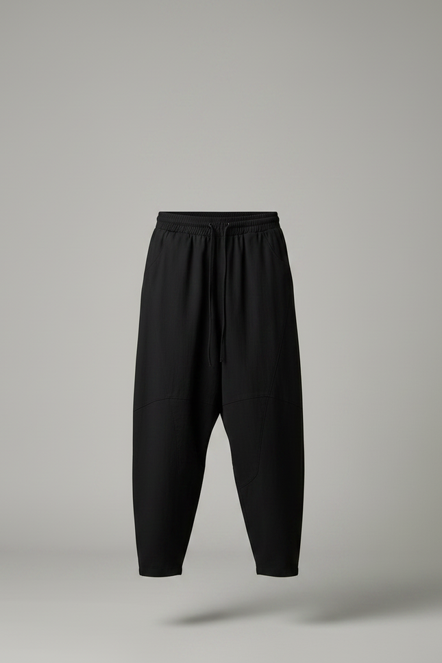 Pantalon Chinois Noir Ample Coton Décontracté Harem - vue 3
