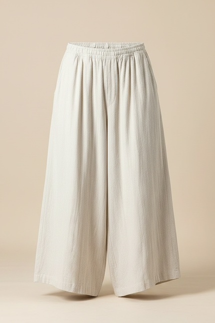 Pantalon Chinois Ample Lin Coton Beige Homme - vue 3