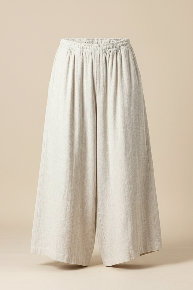 Pantalon Chinois Ample Lin Coton Beige Homme - vue 3