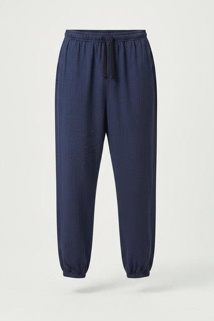 Pantalon Chinois Bleu Marine Ample Coton Confortable Homme - vue 3