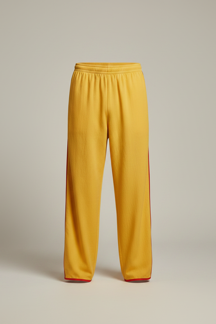 Pantalon Chinois Jaune Ample Bandes Rouges Sport - Molleton - vue 3