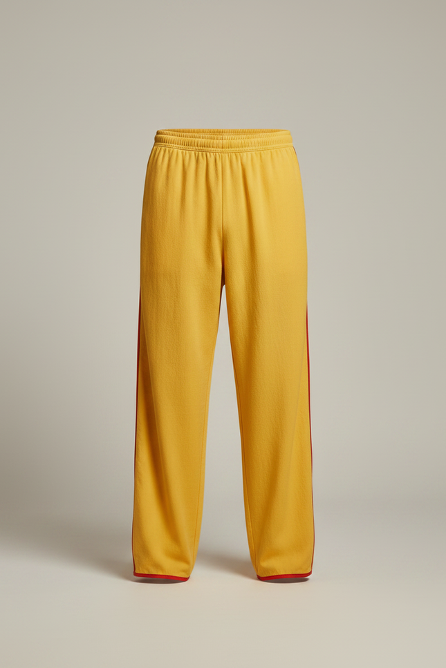 Pantalon Chinois Jaune Ample Bandes Rouges Sport - Molleton - vue 3