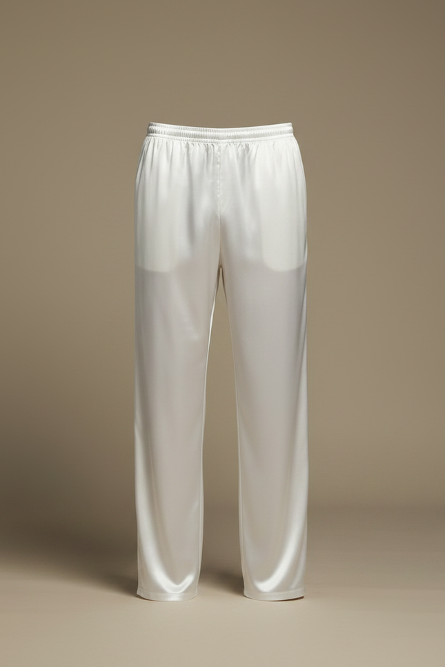 Pantalon Chinois Blanc Satin Fluide Élégant Homme - vue 3