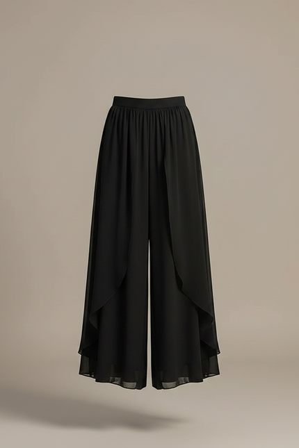 Pantalon Chinois Noir Fluide Chiffon Ample Femme - Soie - vue 3