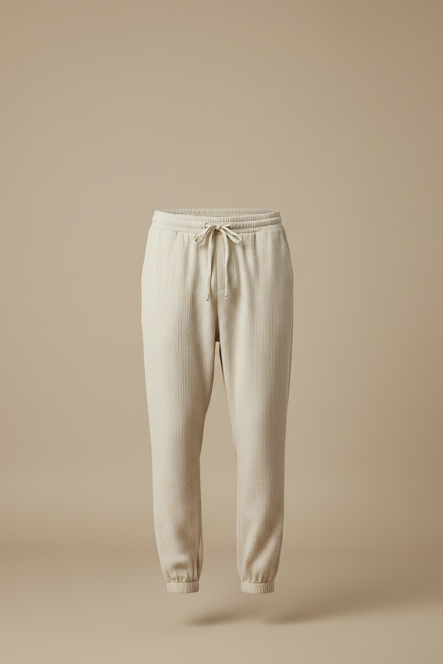 Pantalon Chinois Crème Côtelé Ample Décontracté Homme - Beige Cordé - vue 3