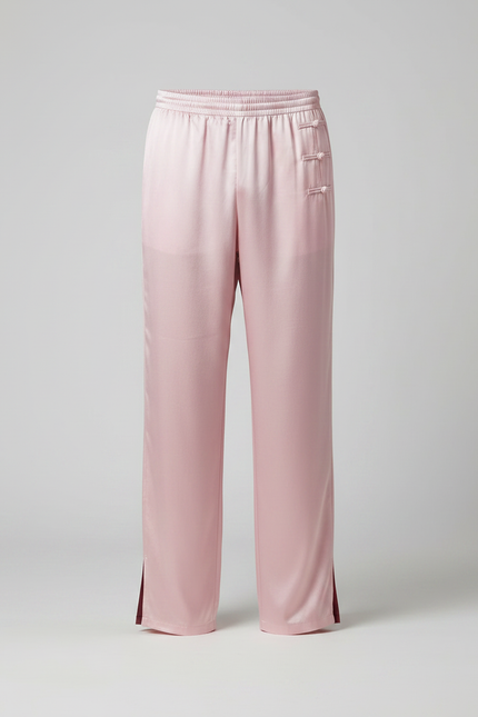 Pantalon Chinois Rose Satiné Ample Homme Décontracté - vue 3